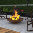 28" Minimalist Rust Colored Wood Burning Steel Firepit. Jovial Haven