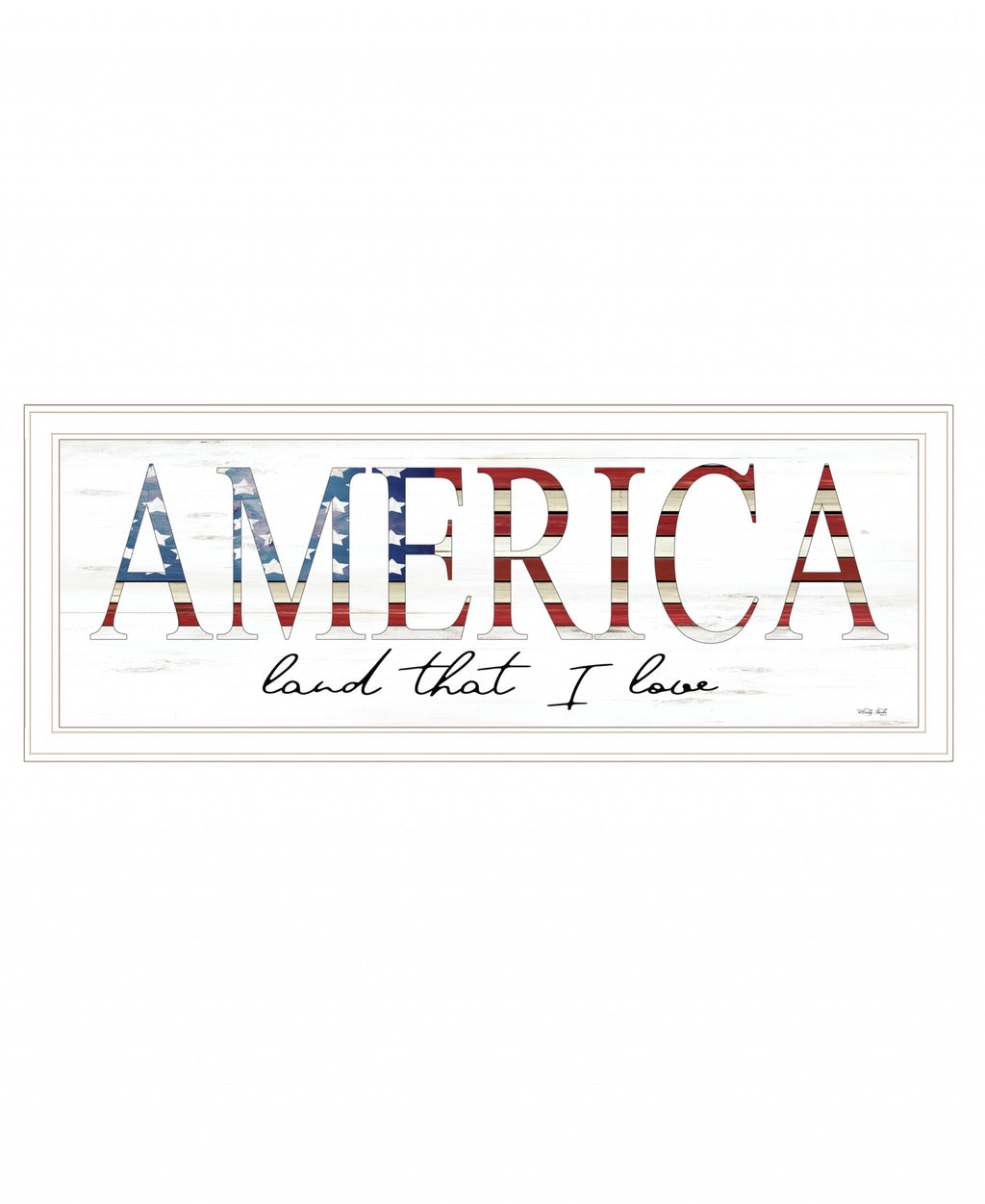 America Land that I Love Flag Print White Framed Print Wall Art