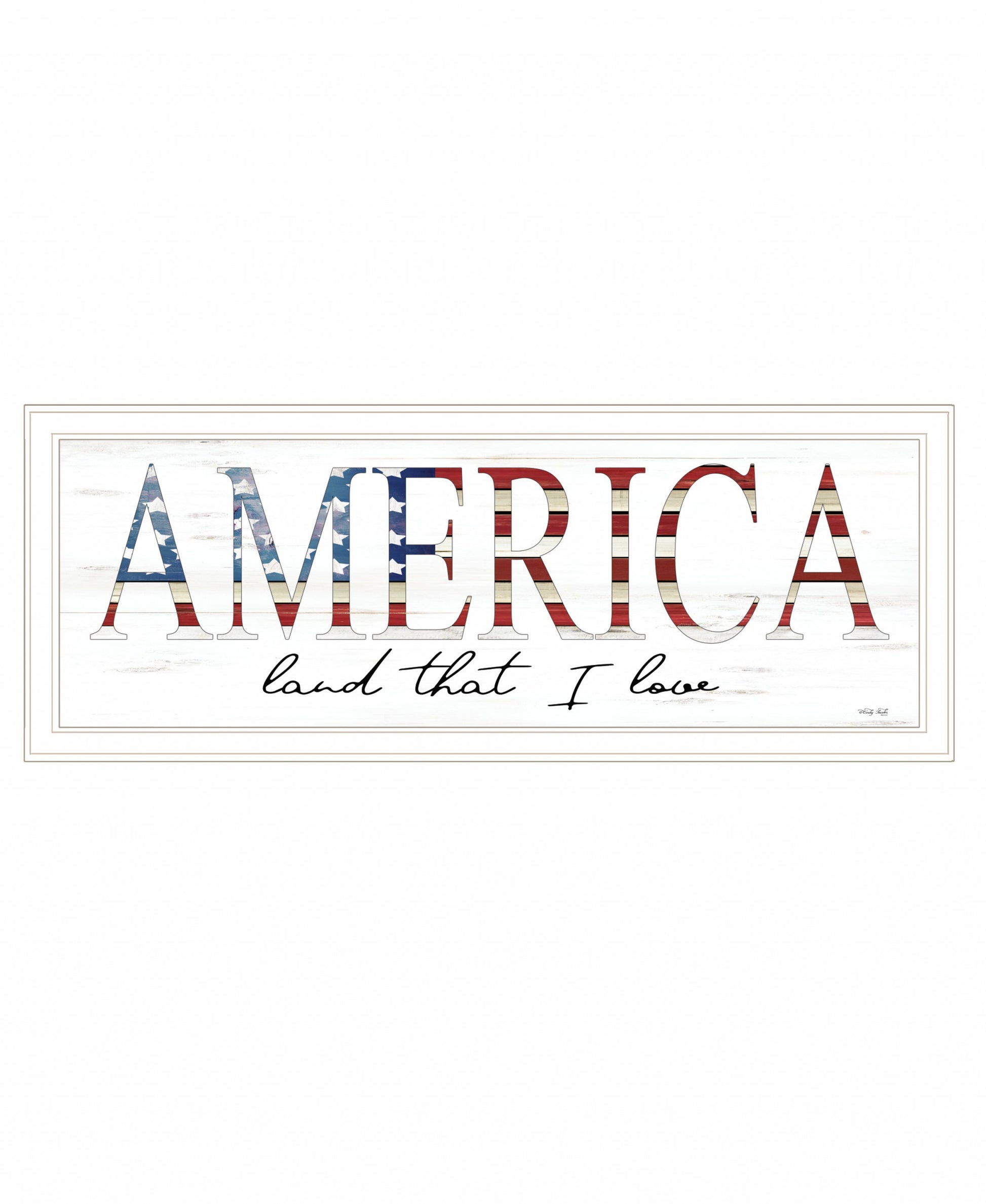 America Land that I Love Flag Print White Framed Print Wall Art