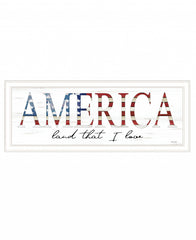 America Land that I Love Flag Print White Framed Print Wall Art
