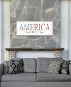 America Land that I Love Flag Print White Framed Print Wall Art