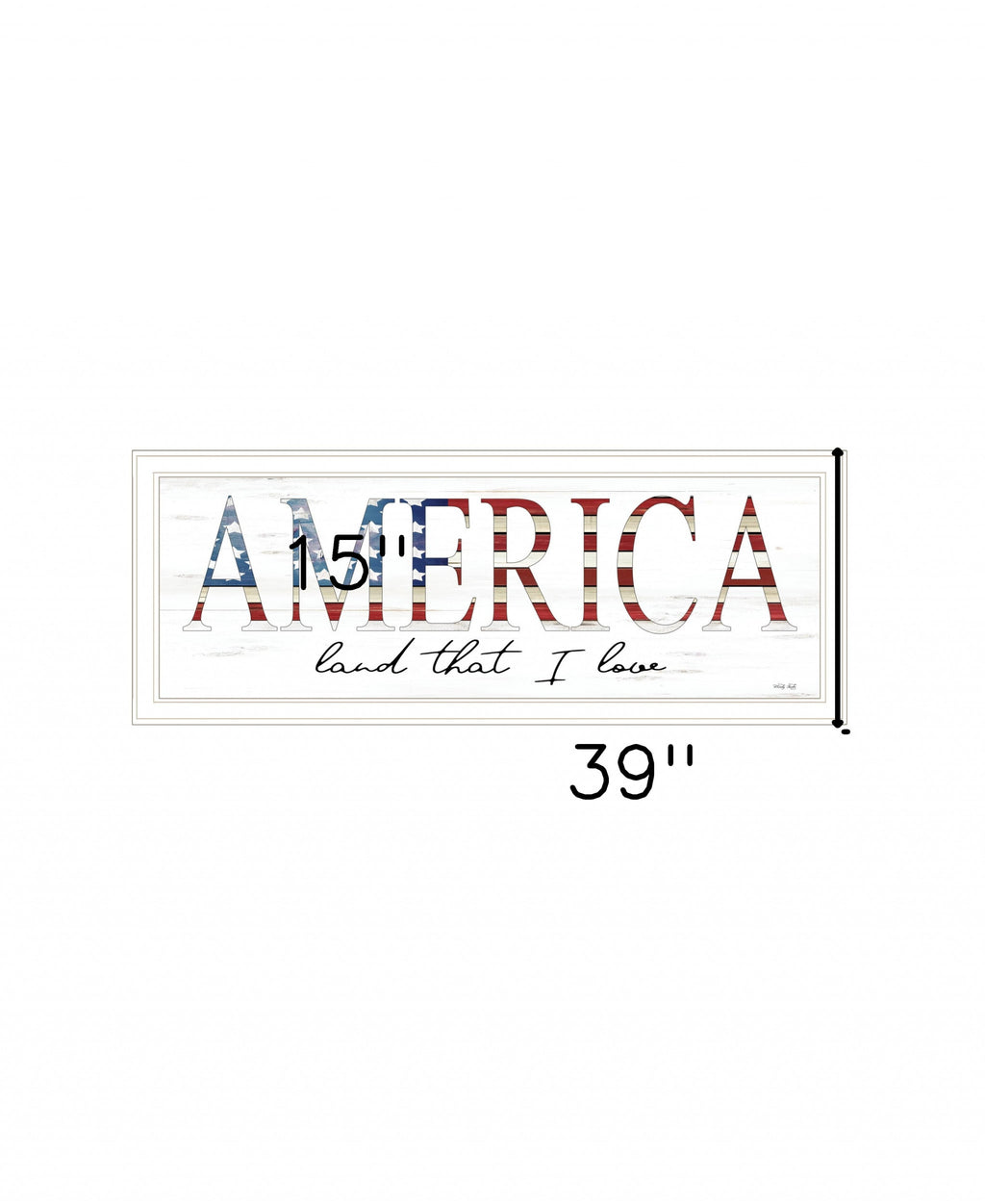 America Land that I Love Flag Print White Framed Print Wall Art