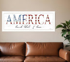 America Land that I Love Flag Print White Framed Print Wall Art