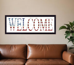 Patriotic Welcome Sign Black Framed Print Wall Art