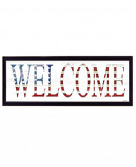 Patriotic Welcome Sign Black Framed Print Wall Art