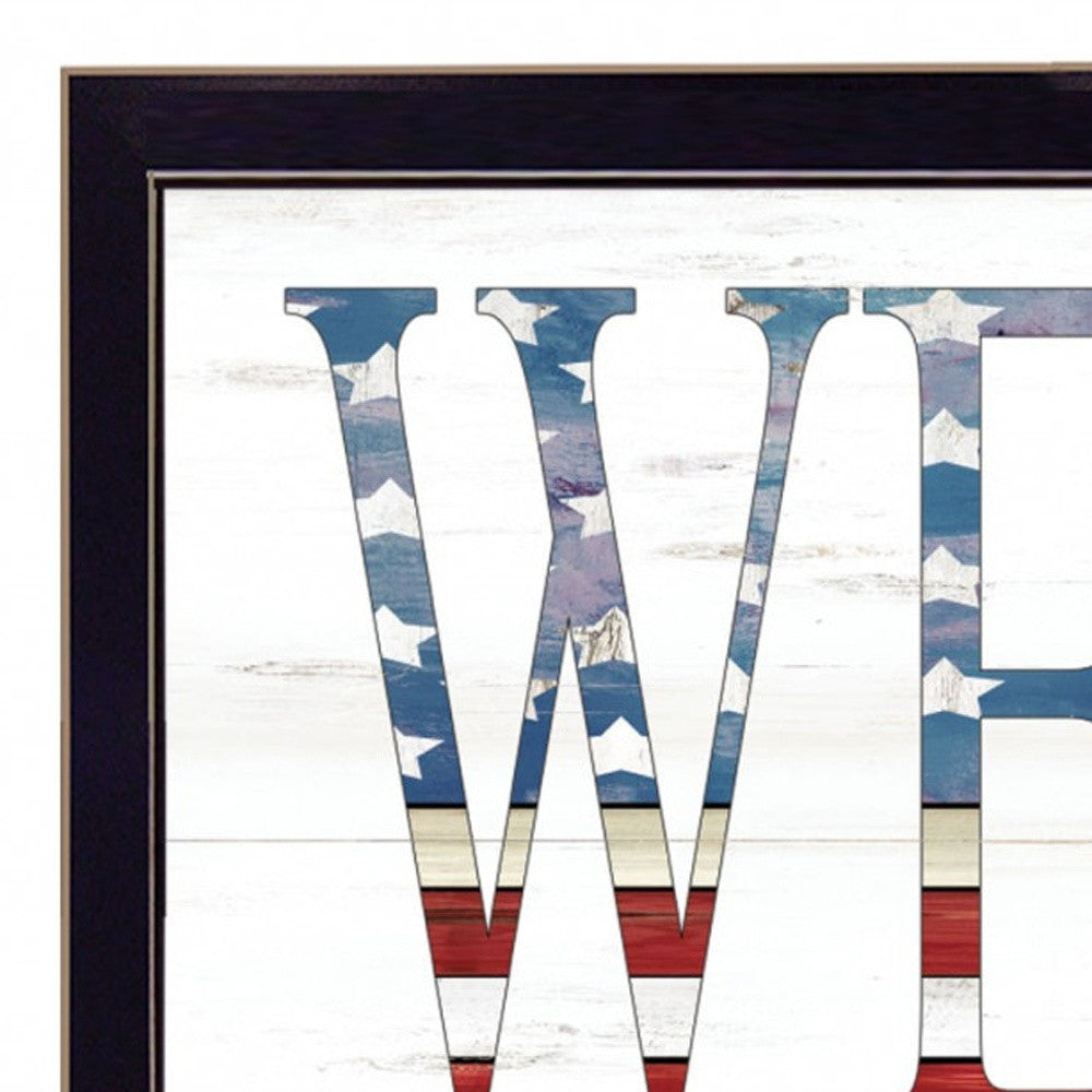 Patriotic Welcome Sign Black Framed Print Wall Art