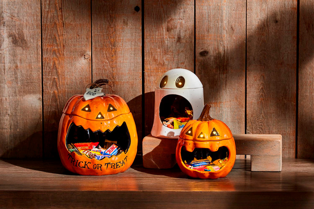 White Ceramic Ghost Open Mouth Candy Container
