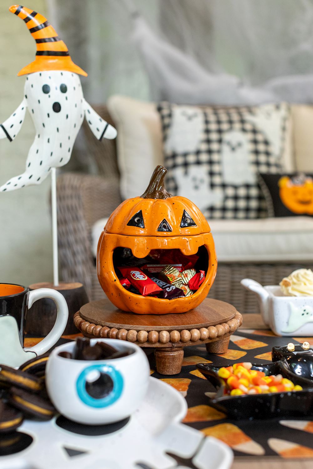 Orange Ceramic Jack-O’-Lantern Open Mouth Candy Container Secondary image