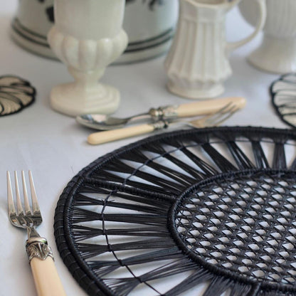 Radiant Woven Placemat Solid Color Navy Blue