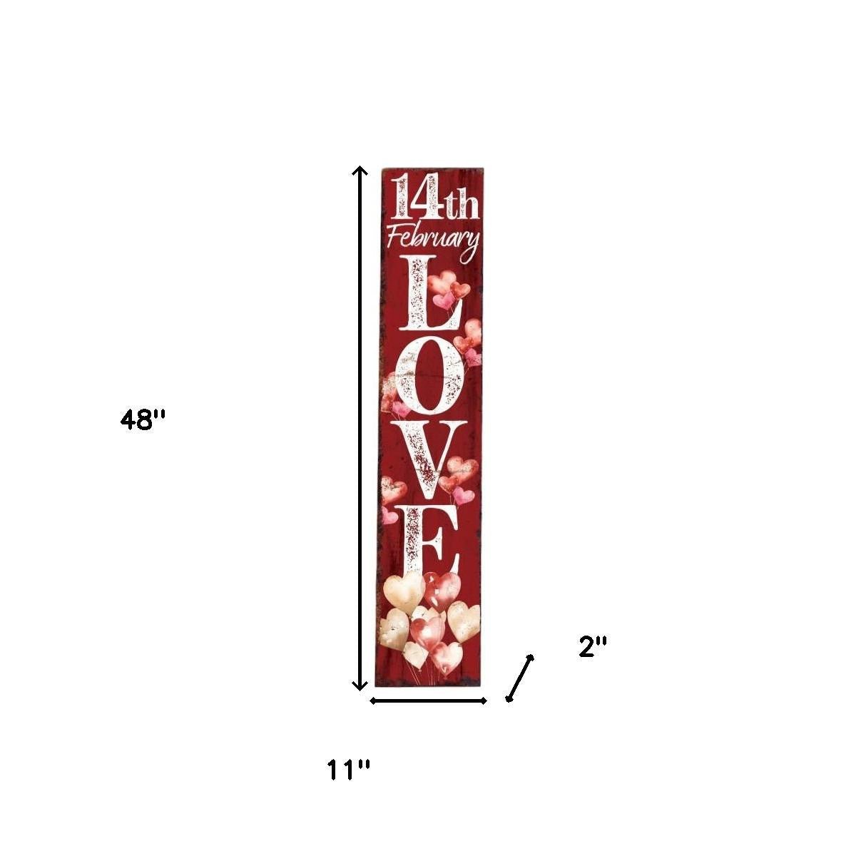 48" Red & White Solid Wood LOVE Valentine’s Day Porch Sign