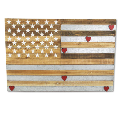 19" X 31" Brown and Gray USA Wood and Metal Hanging Dimensional Sculpture
