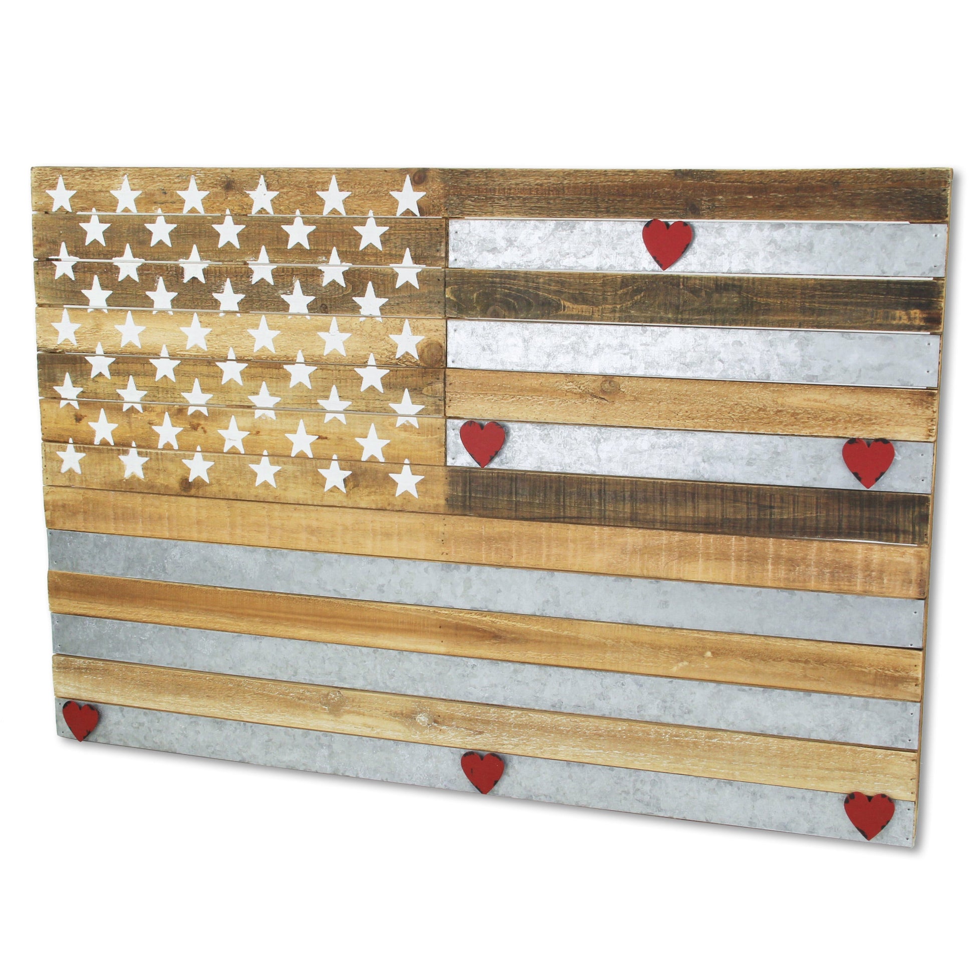 19" X 31" Brown and Gray USA Wood and Metal Hanging Dimensional Sculpture