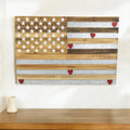 19" X 31" Brown and Gray USA Wood and Metal Hanging Dimensional Sculpture