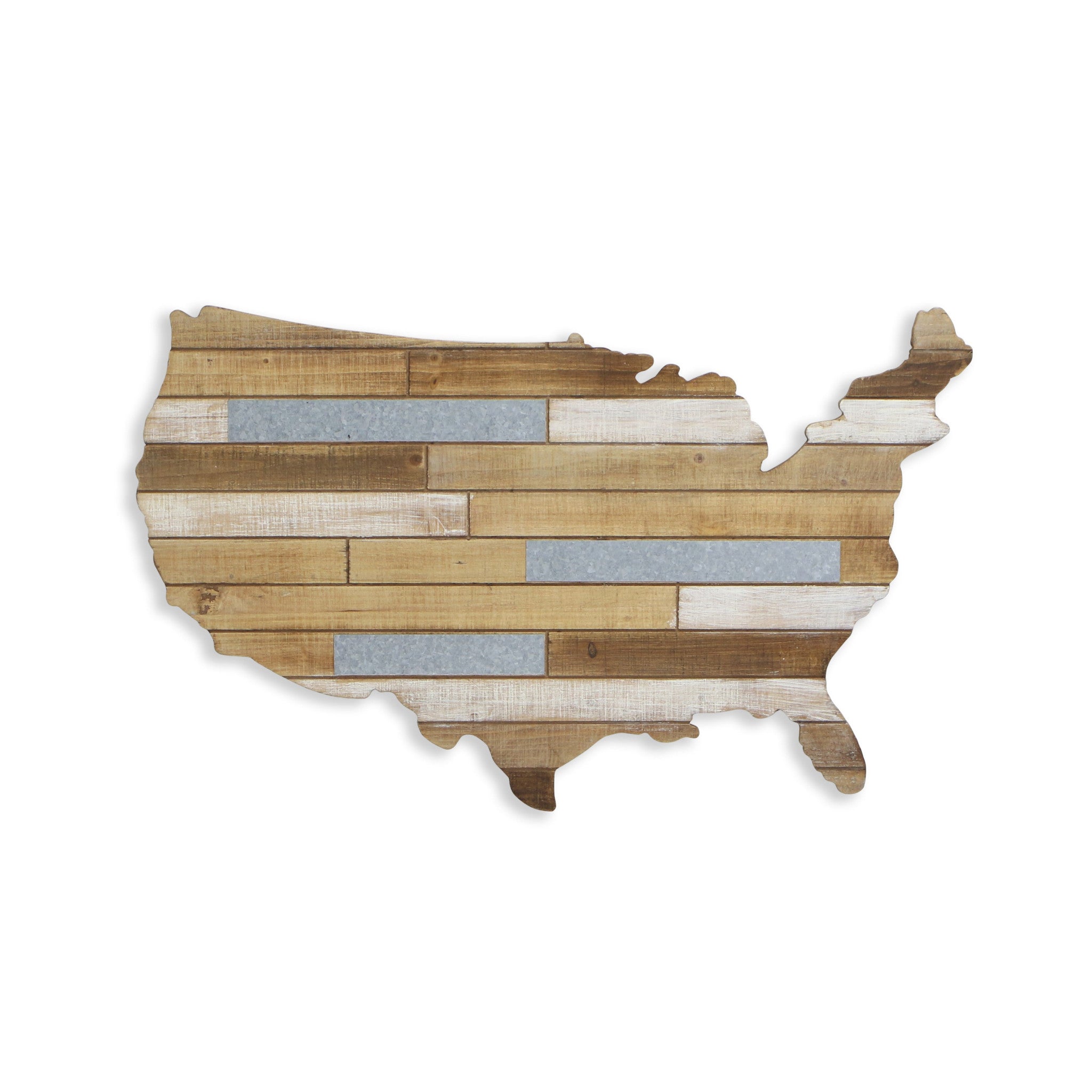 19" X 31" Brown and Gray USA Wood and Metal Hanging Dimensional Sculpture Secondary image