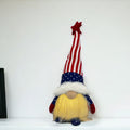 14" Red White and Blue Fabric Independence Day Standing Gnome Tabletop Sculpture with LED
