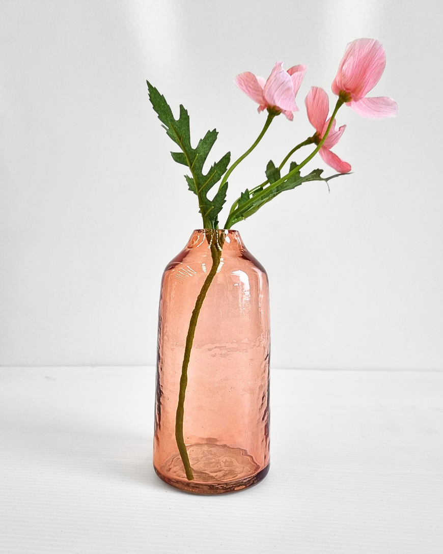 Siena Handblown Hammered Bud Vase Blush