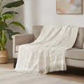 Chloe 100% Cotton Tufted Chenille Lightweight Throw with Fringe Tassel
