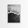 Wave Edge, Cracked Earth, Tide Meets Stone, Nature Contrast, Canvas Print, Abstract Ocean Art, Minimalist Wall Decor, Bathroom Artwork White Frame