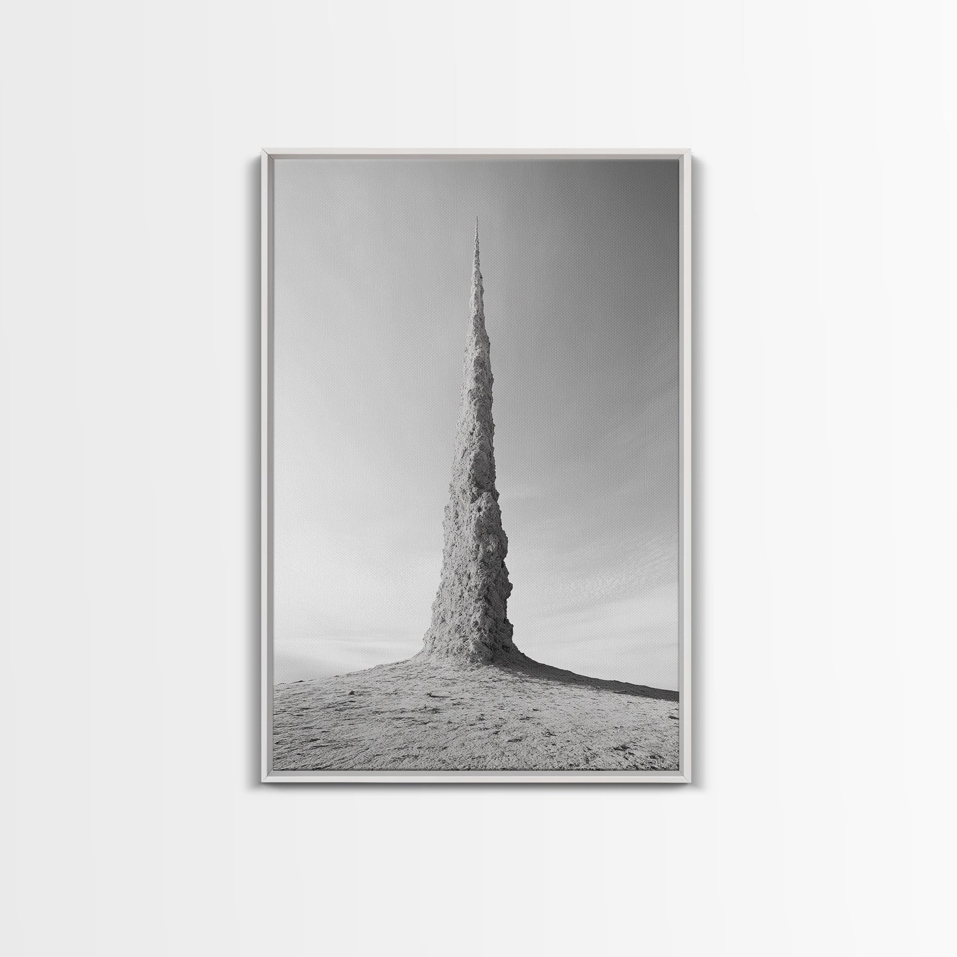 Rock Spire, Desert Sculpture, Abstract Form, Canvas Print, Surreal Landscape Art, Minimalist Wall Decor, Earthy Modern Home Accent White Floater