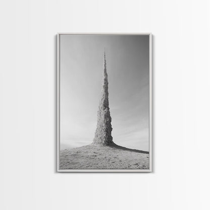 Rock Spire, Desert Sculpture, Abstract Form, Canvas Print, Surreal Landscape Art, Minimalist Wall Decor, Earthy Modern Home Accent White Floater