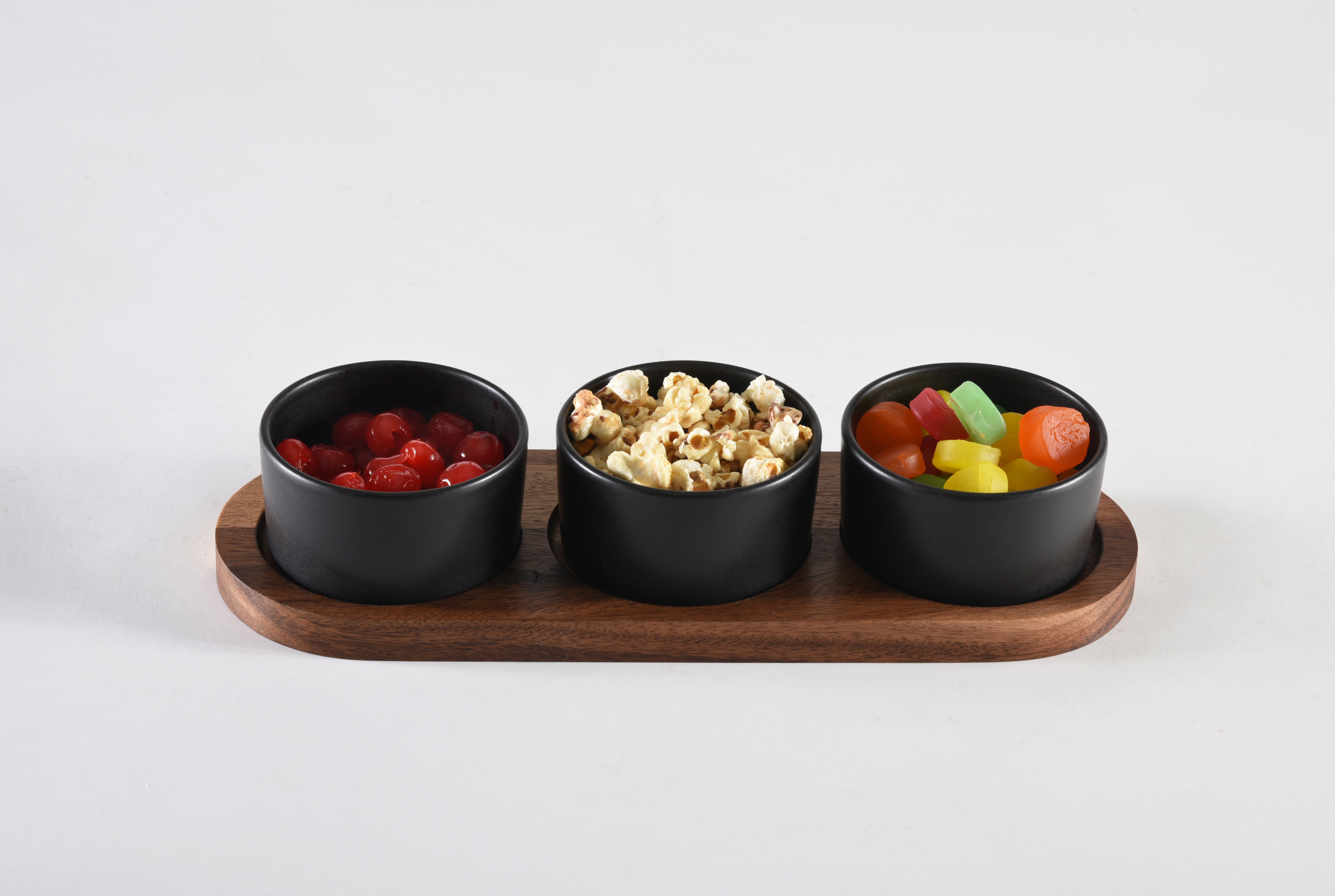 Ceramic Condiment Set on Acacia Wood Base Main image