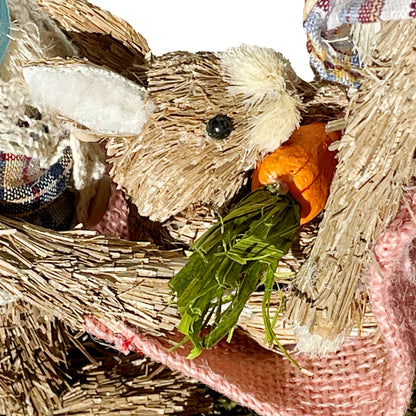 Easter Bunny Family Straw Figurine