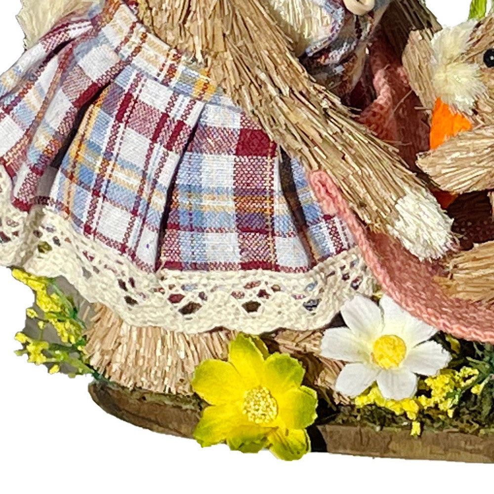 Easter Bunny Family Straw Figurine