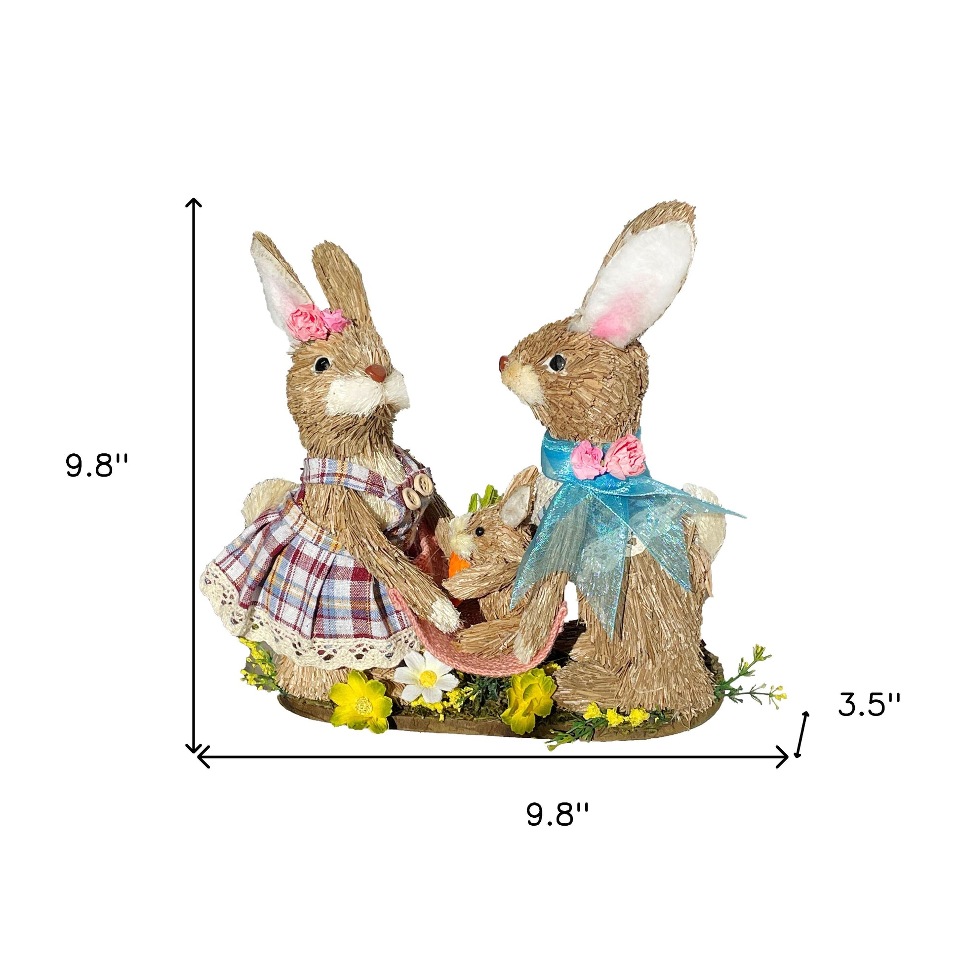 Easter Bunny Family Straw Figurine