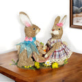 Easter Bunny Family Straw Figurine
