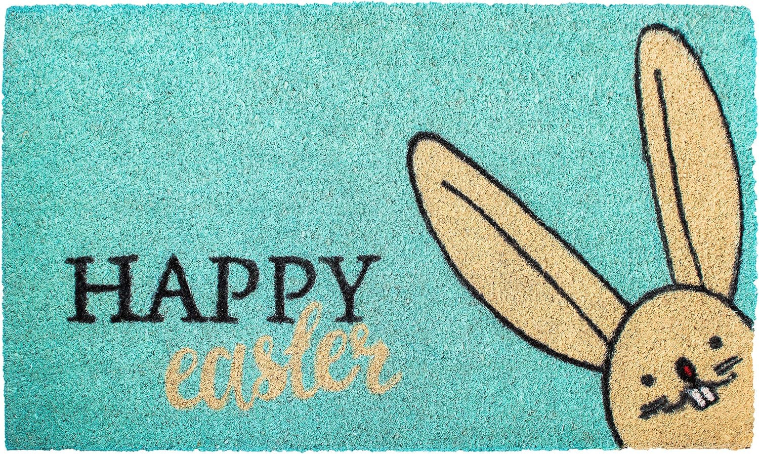 17" X 29" Aqua and Natural Coir Happy Easter Outdoor Easter Door Mat Secondary image