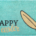 17" X 29" Aqua and Natural Coir Happy Easter Outdoor Easter Door Mat