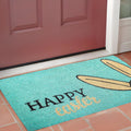 17" X 29" Aqua and Natural Coir Happy Easter Outdoor Easter Door Mat