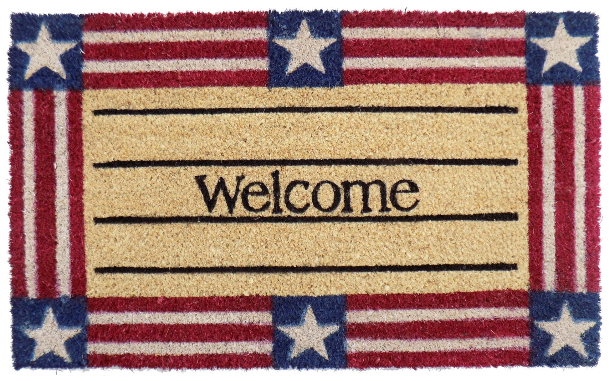 18" X 30" Red White And Blue Coir Patriotic Welcome Outdoor Door Mat