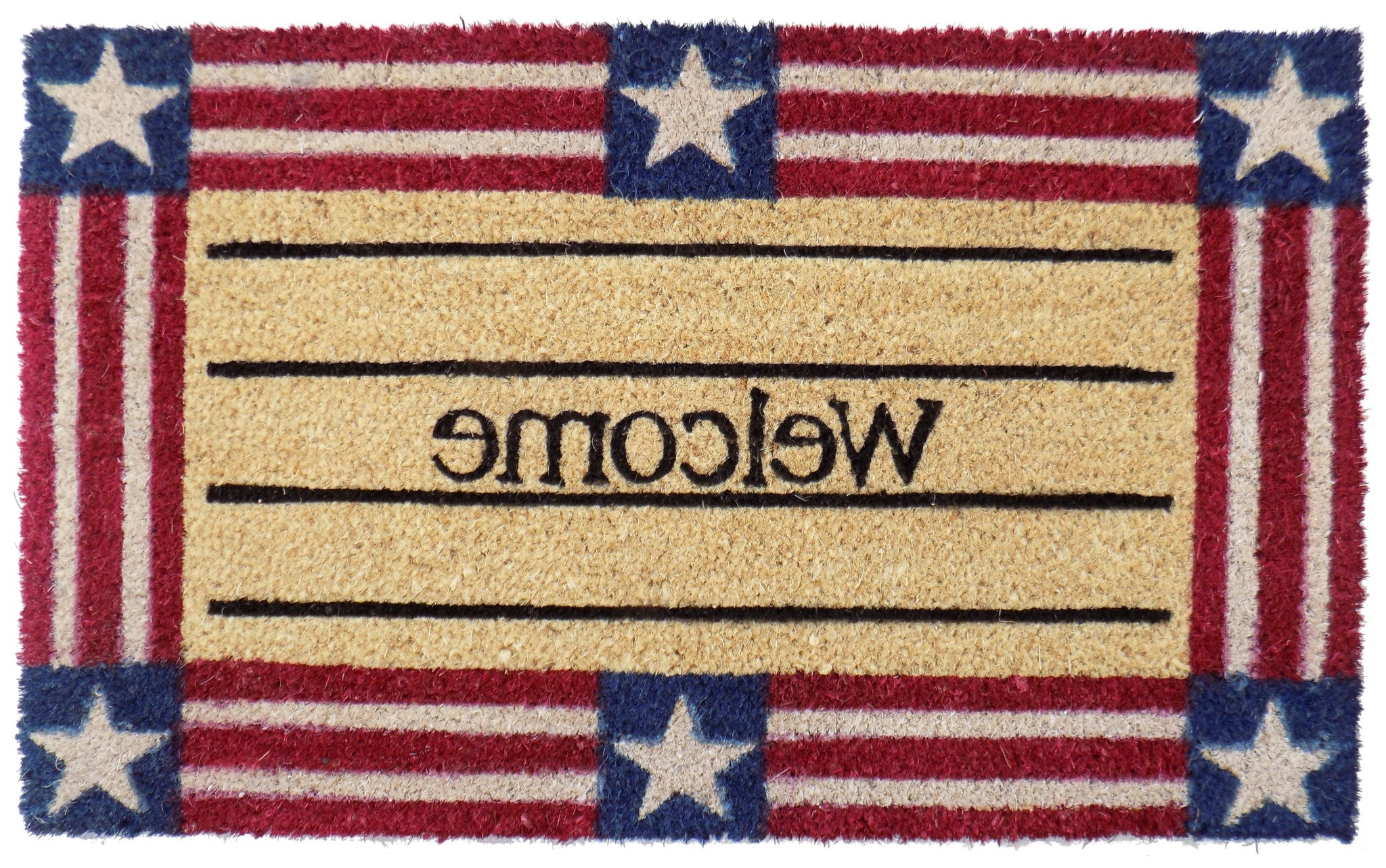 18" X 30" Red White And Blue Coir Patriotic Welcome Outdoor Door Mat