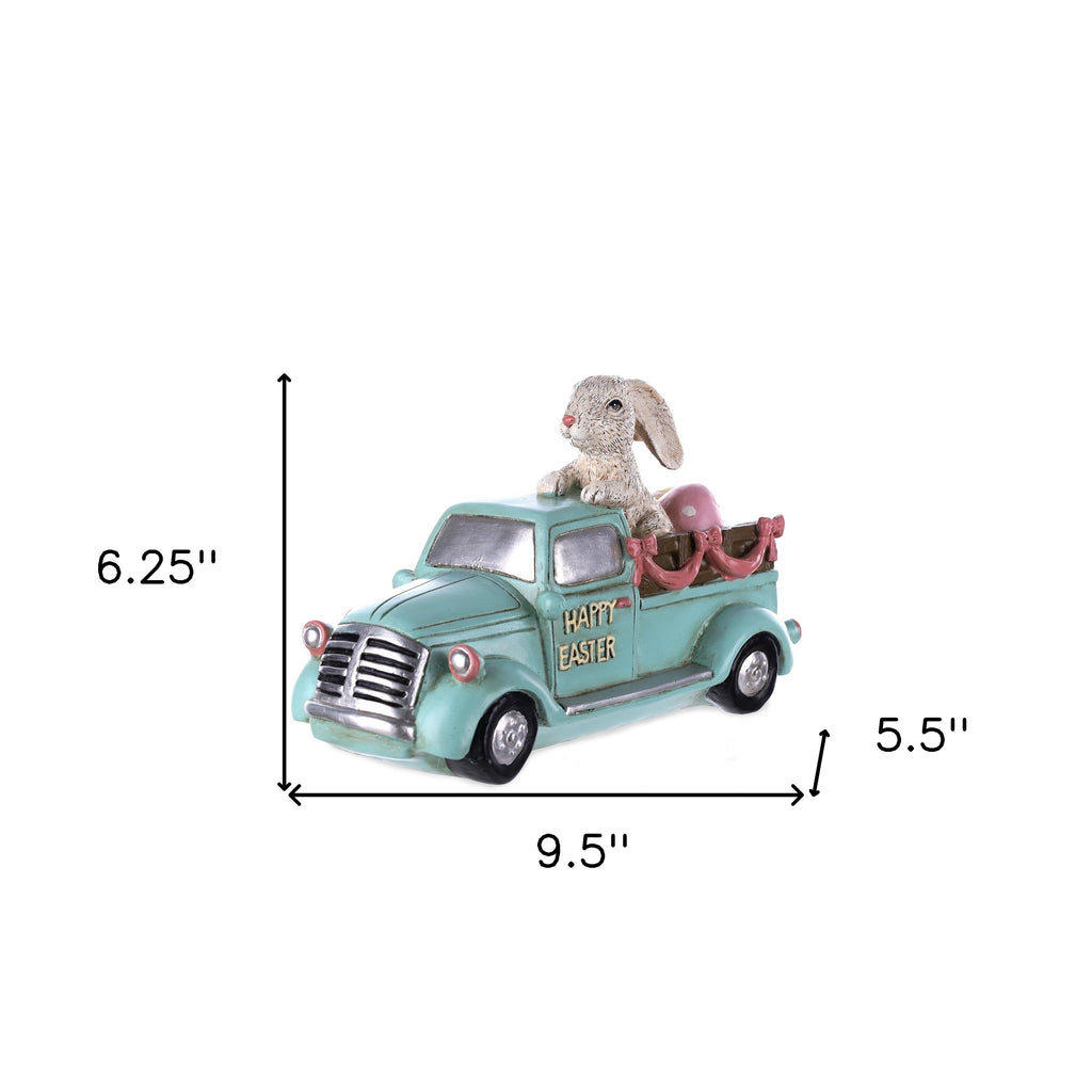 Easter Bunny in Car Figurine 9.5"L