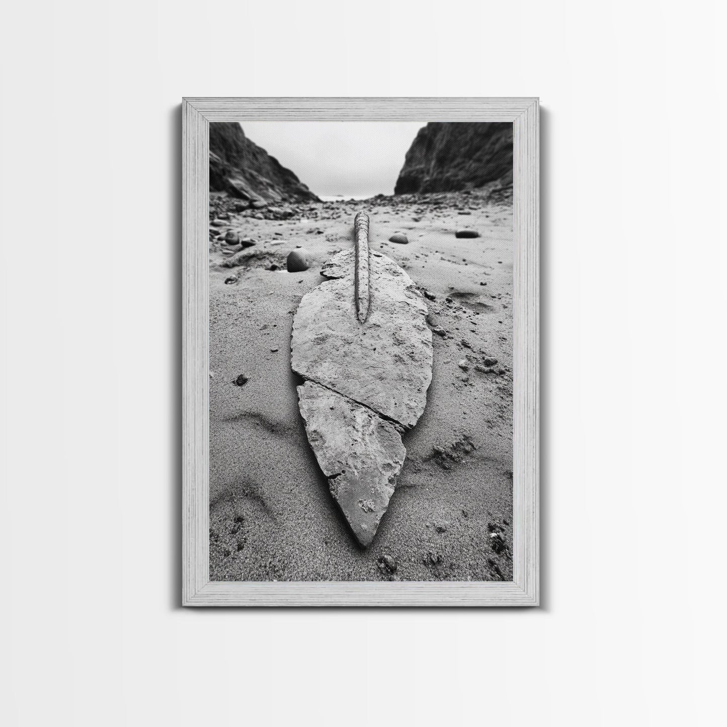 Fossil Rock Shore, Beach Minimalism, Sand Texture Art, Canvas Print, Coastal Wall Art, Natural History Decor, Abstract Earthy Art Shabby Chic Barnwood