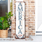 36" Red White And Blue Americana Wood Welcome Reversible Porch Sign