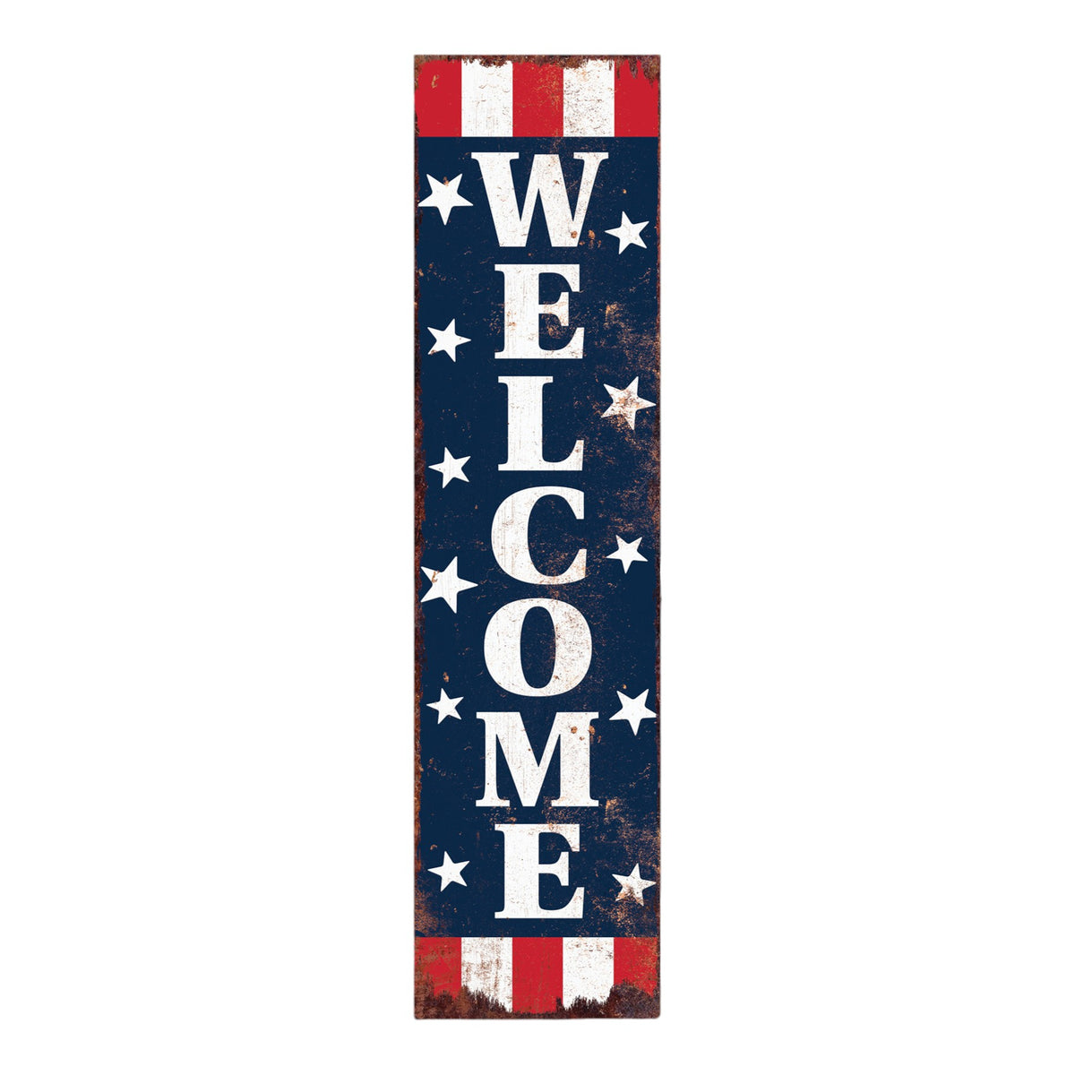36" Red White And Blue Americana Wood Welcome Reversible Porch Sign