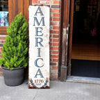 36" Red White And Blue Americana Wood Welcome Reversible Porch Sign