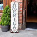 36" Red White And Blue Americana Wood Welcome Reversible Porch Sign