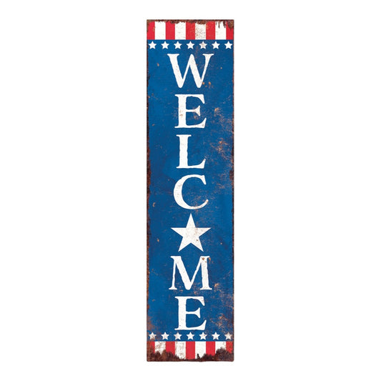 36" Red White And Blue July Fourth Wood Welcome Reversible Porch Sign