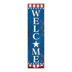 36" Red White And Blue July Fourth Wood Welcome Reversible Porch Sign