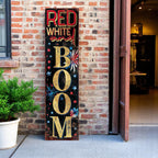 36" Red White And Blue July Fourth Wood Welcome Reversible Porch Sign