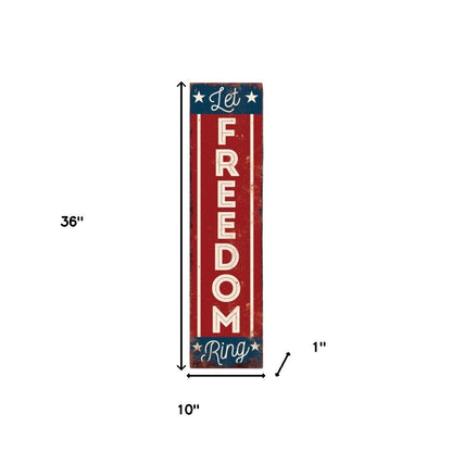 36" Red White And Blue Americana Solid Wood Welcome Reversible Porch Sign