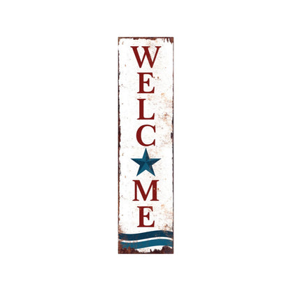 36" Red White And Blue Americana Solid Wood Welcome Reversible Porch Sign