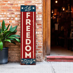 36" Red White And Blue Americana Solid Wood Welcome Reversible Porch Sign