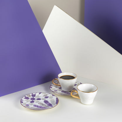 Amal - Espresso /Turkish Coffee Cups, (12-Pc)- Purple & Gold