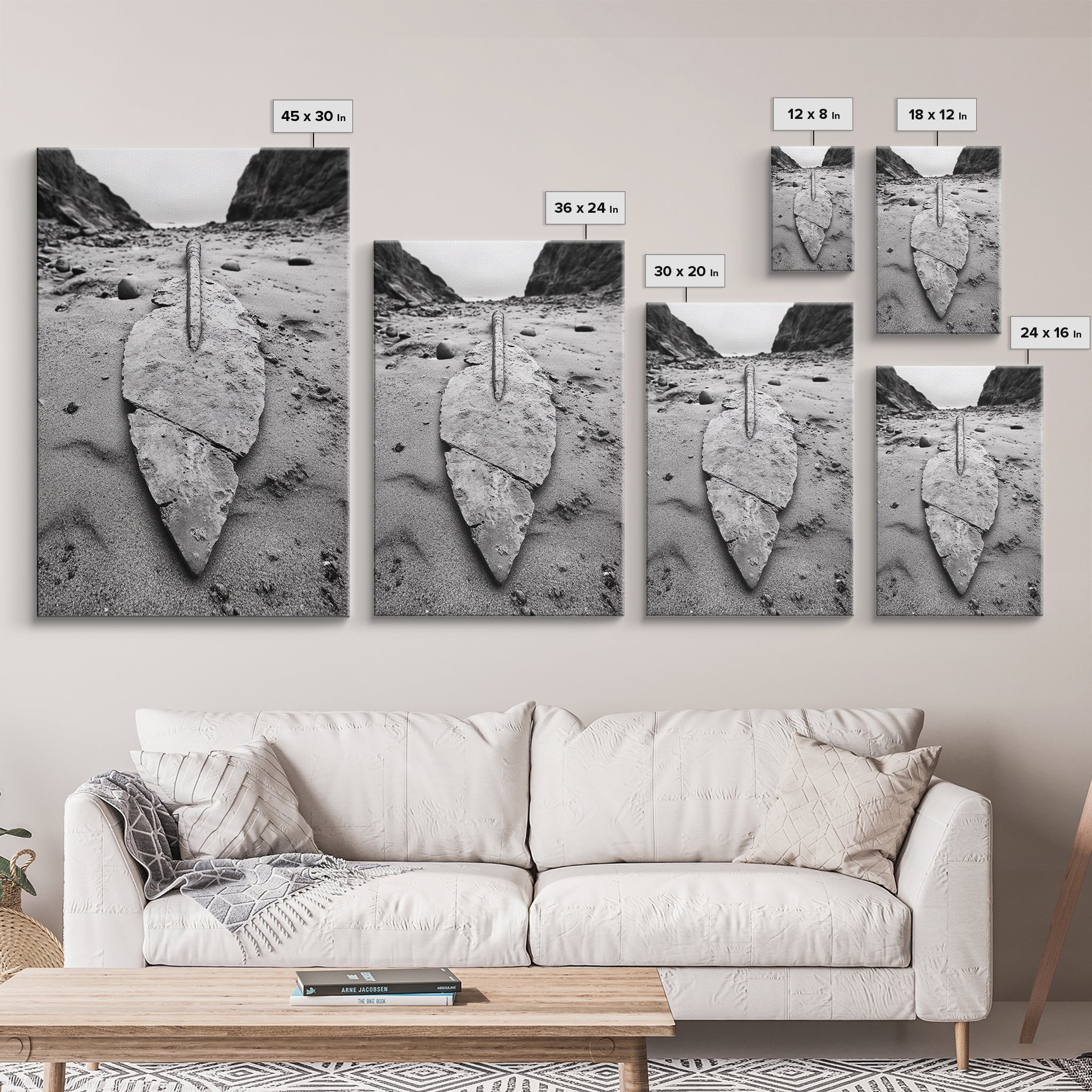 Fossil Rock Shore, Beach Minimalism, Sand Texture Art, Canvas Print, Coastal Wall Art, Natural History Decor, Abstract Earthy Art