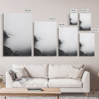 Misty Lakeshore, Foggy Forest Water, Monochrome Tranquility, Framed Canvas Print, Minimalist Art, Calm Landscape, Bedroom Wall Decor