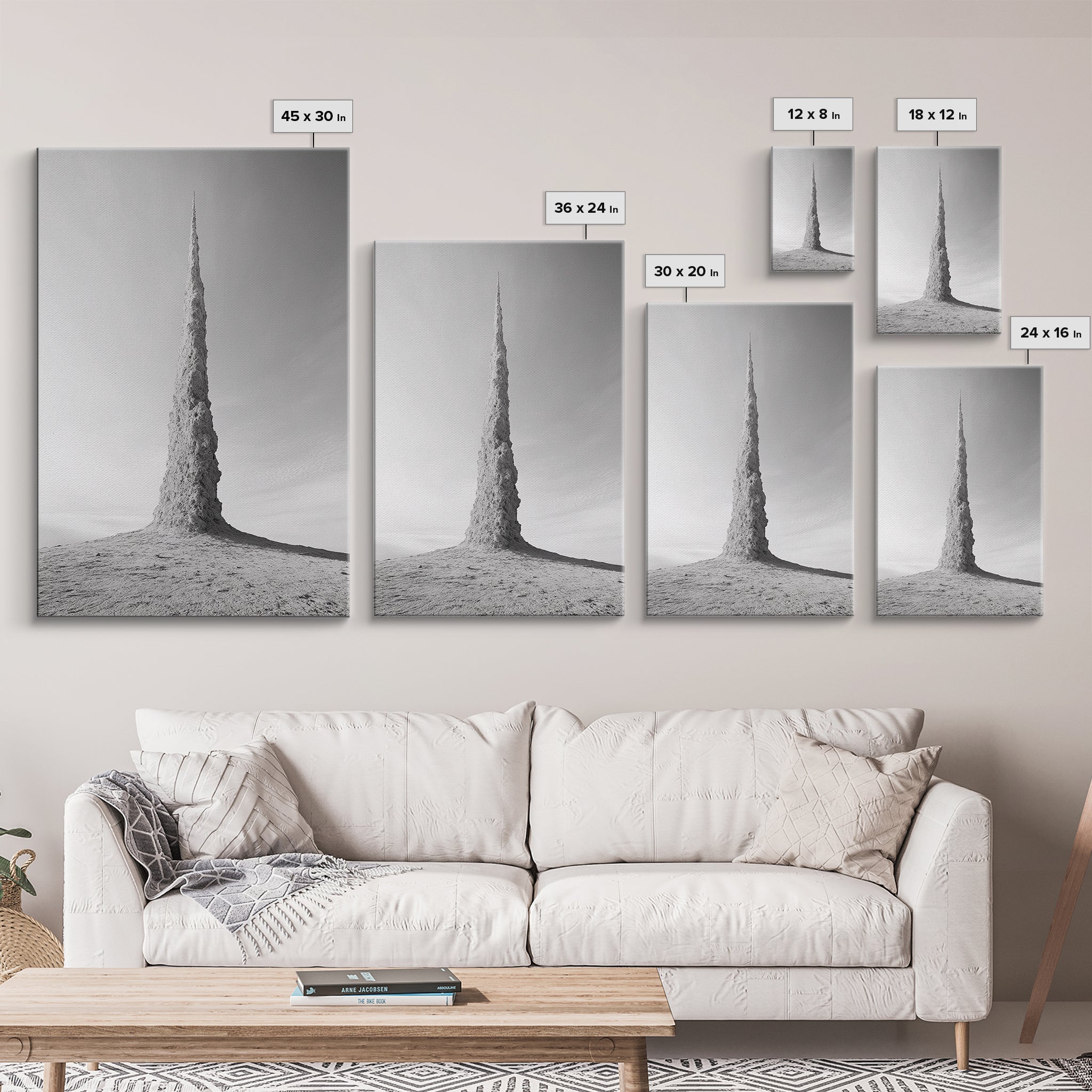 Rock Spire, Desert Sculpture, Abstract Form, Canvas Print, Surreal Landscape Art, Minimalist Wall Decor, Earthy Modern Home Accent